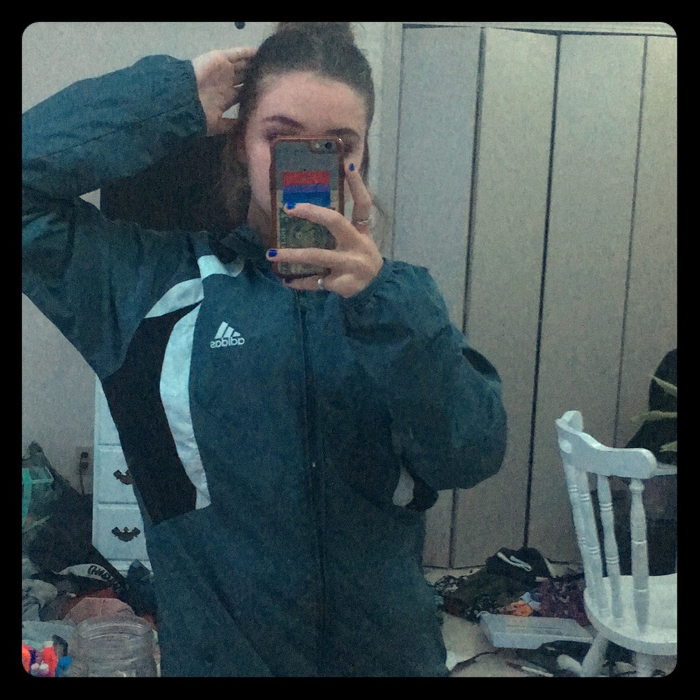 NWOT Gray Zip Up Wind Breaker :)